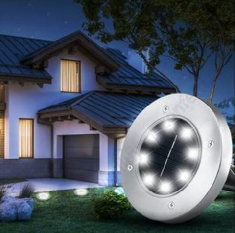Disk light solarne led lampe 4kom za dvorista i baste 8 dioda