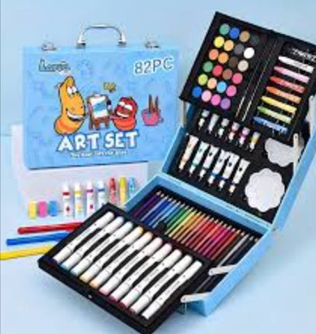 Kreativni likovni set 82 delova u koferu plavi