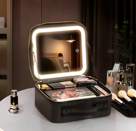 Kofer za šminku sa led ogledalom crni