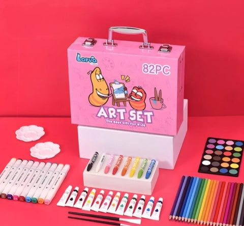 Set za crtanje 82 dela roze u metalnom koferu