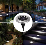 Disk light solarne led lampe 4kom za dvorista i baste 8 dioda