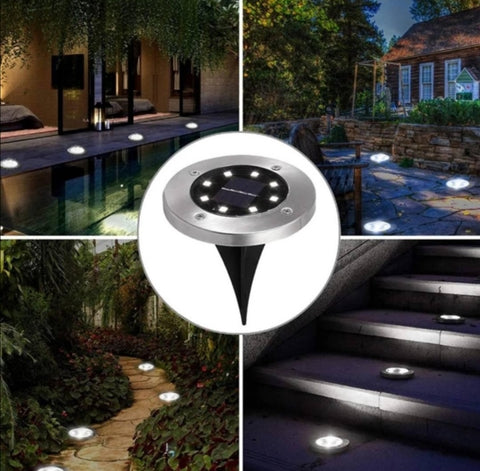 Disk light solarne led lampe 4kom za dvorista i baste 8 dioda