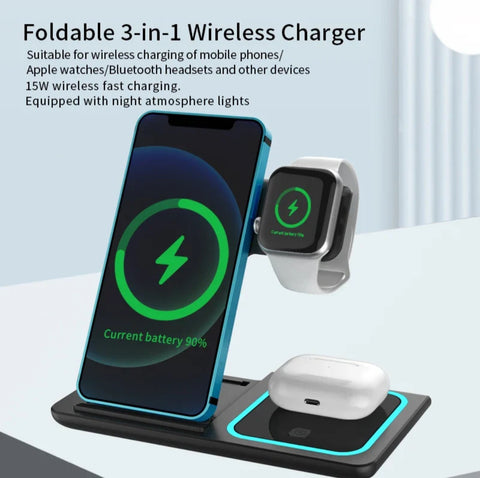 3 U 1 bezicni punjac za telefon sat i slusalice Apple