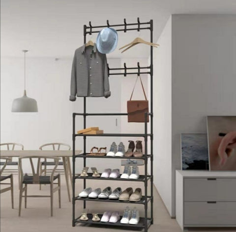Stalak polica cipelarnik i garderobe 2u1