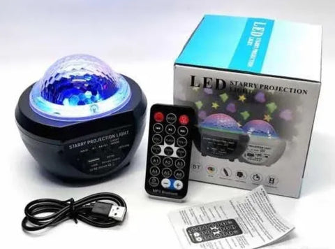 Led projektor zvezdano nebo 9 boja  disko kugla sa zvucnikom