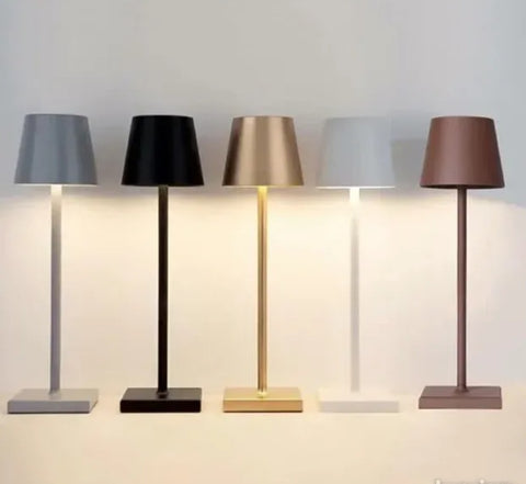 Lampa stona led punjiva zlatna-siva-crna